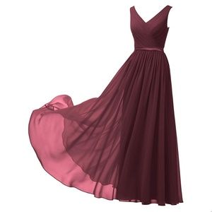 Burgundy v-neck gown